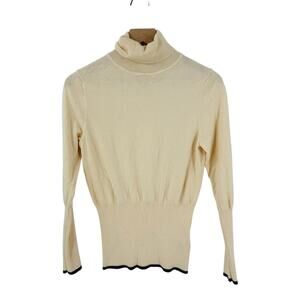 Ted Baker Turtleneck Ribbed Waist‎ Knit Top Wool Cotton Blend Pullover Size 3